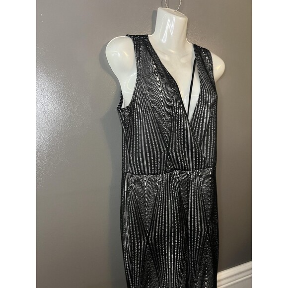 Eien Jumpsuit Womens Large Black White Geo Print Sleeveless Surplice Made USA - Picture 4 of 10
